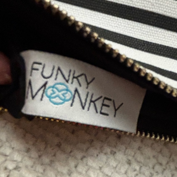 Funky Monkey Striped Black and White Clutch with Brown Faux-Leather, 11x7, VGUC - Picture 5 of 5